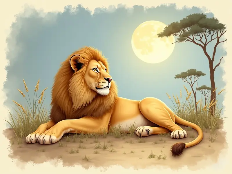 رسم توضيحي للحلم: أسد