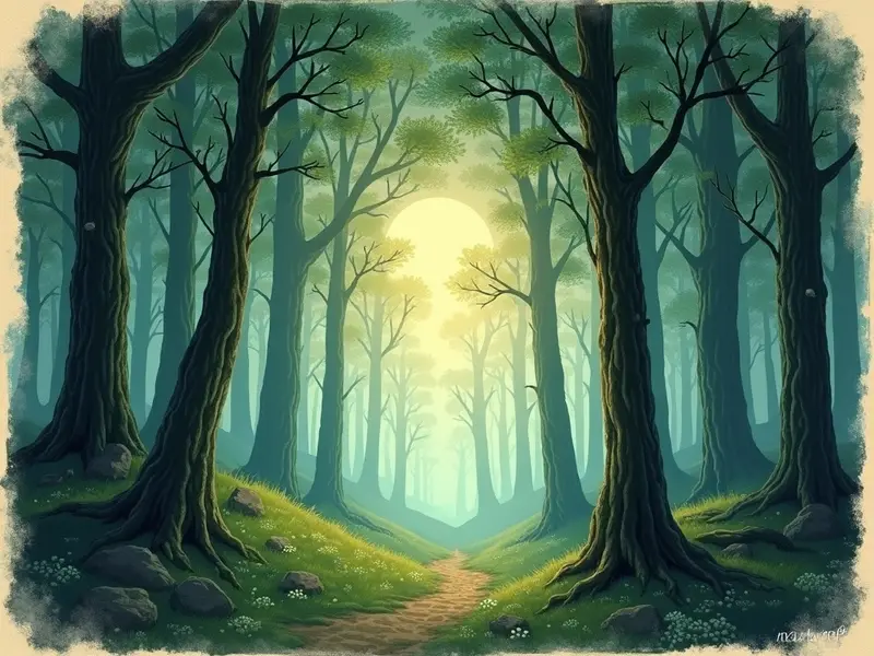 رسم توضيحي للحلم: غابة مهجورة