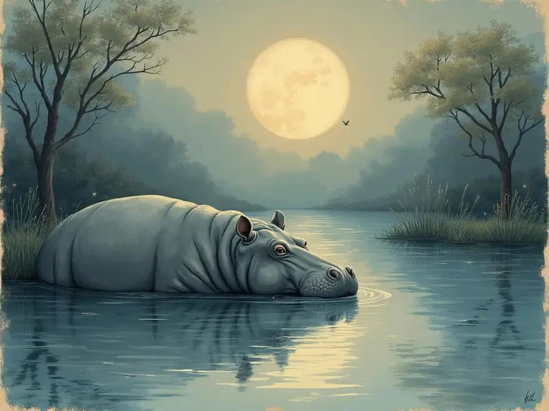 رسم توضيحي للحلم: فرس النهر