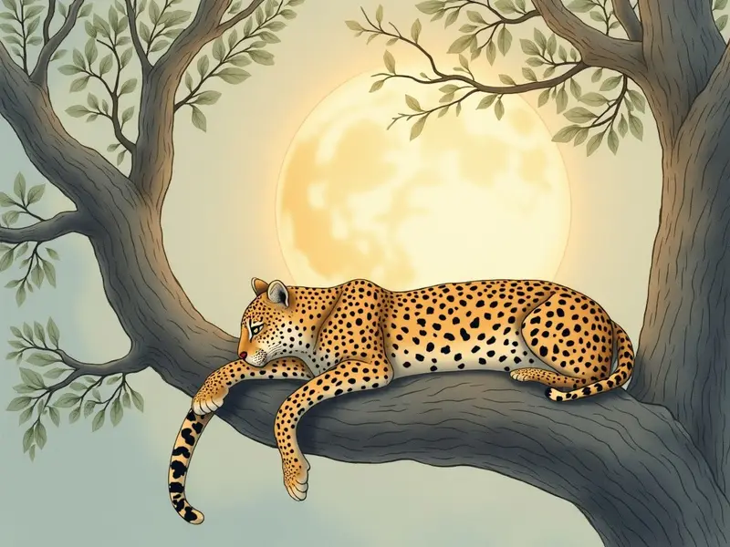 رسم توضيحي للحلم: فهد يأكل