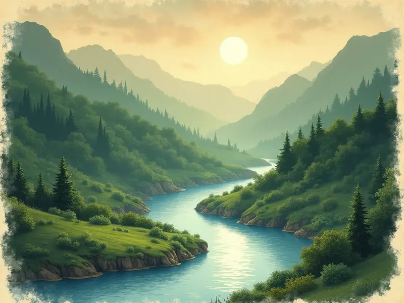 رسم توضيحي للحلم: نهر متعرج